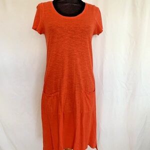 Eileen Fisher  Hemp / Organic Cotton Orange Knit Dress - Size Petite Small